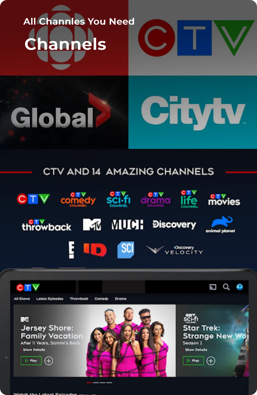 Canadian broadcast channels included with TigerTV