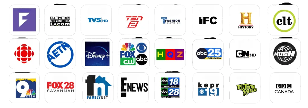 International news and entertainment channel logos