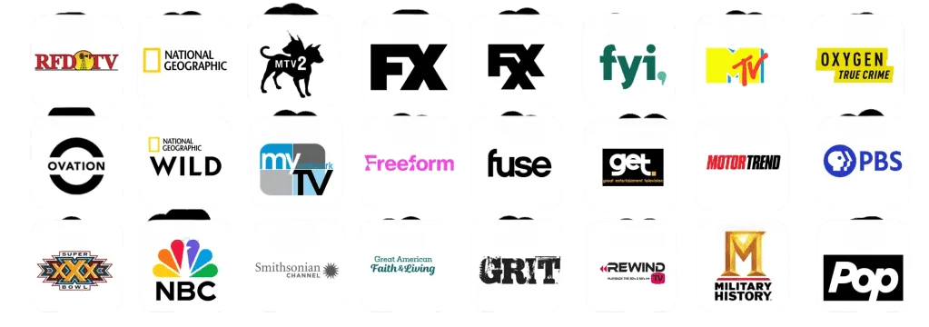Wall of Canadian and international channel logos carried by TigerTV