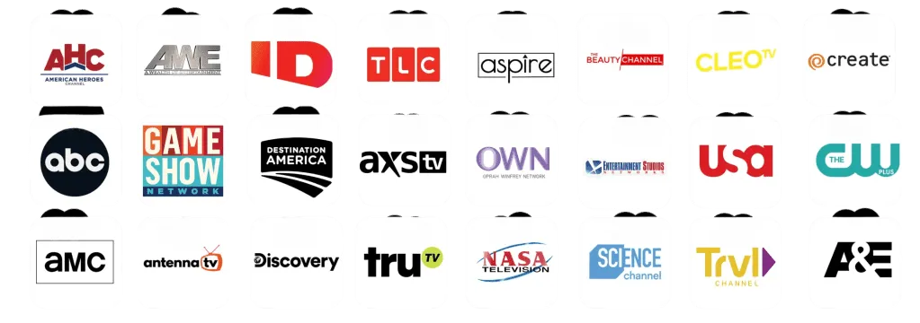 Sample of entertainment channel logos